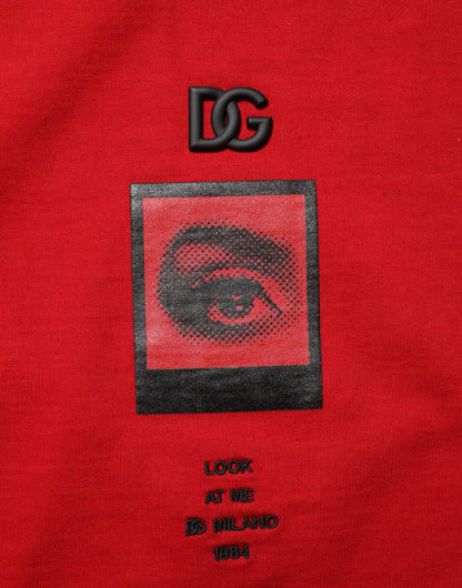 Red Logo Eye Print Cotton Short Sleeve T-shirt