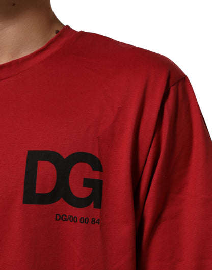 Red Logo Print Cotton Short Sleeve T-shirt