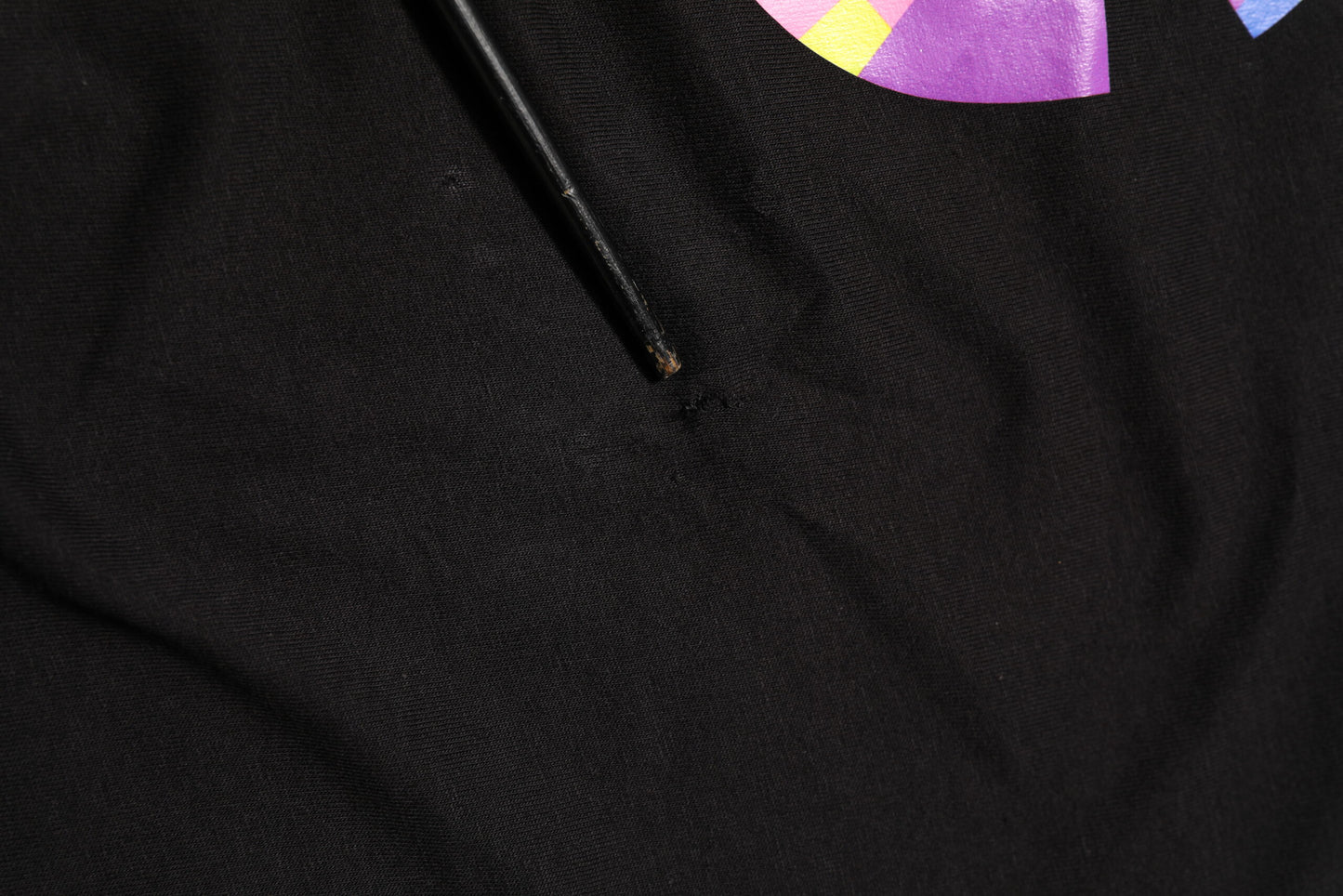 Black Logo Print Cotton Crew Neck  T-shirt