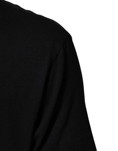 Black Musical Print Cotton Crew Neck T-shirt