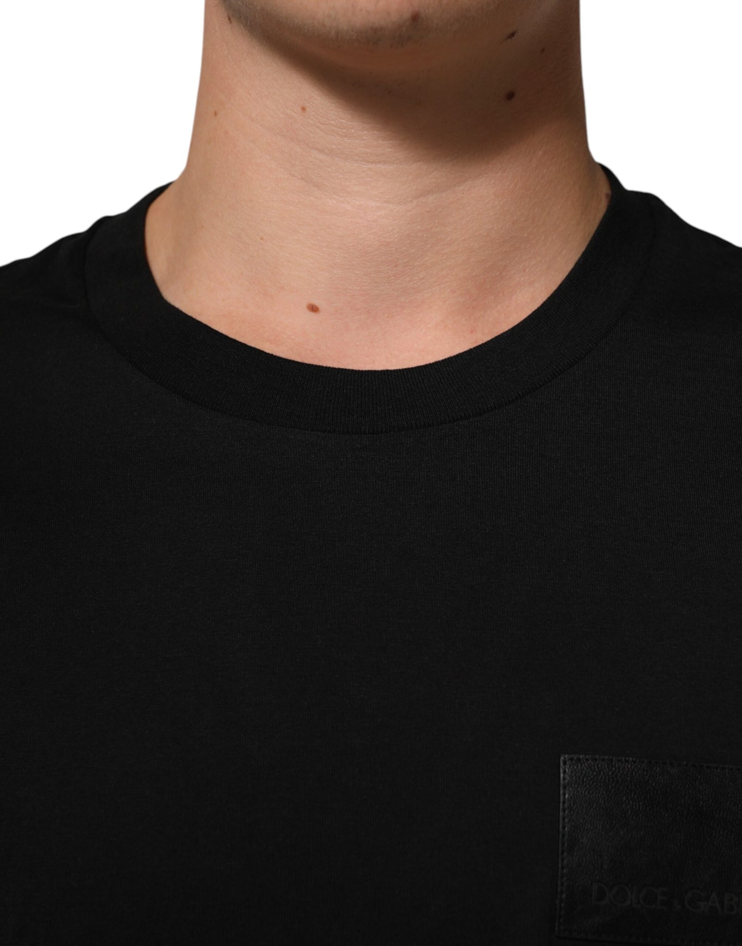 Black Logo Plaque Cotton Crew Neck T-shirt