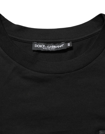 Black Logo Plaque Cotton Crew Neck T-shirt