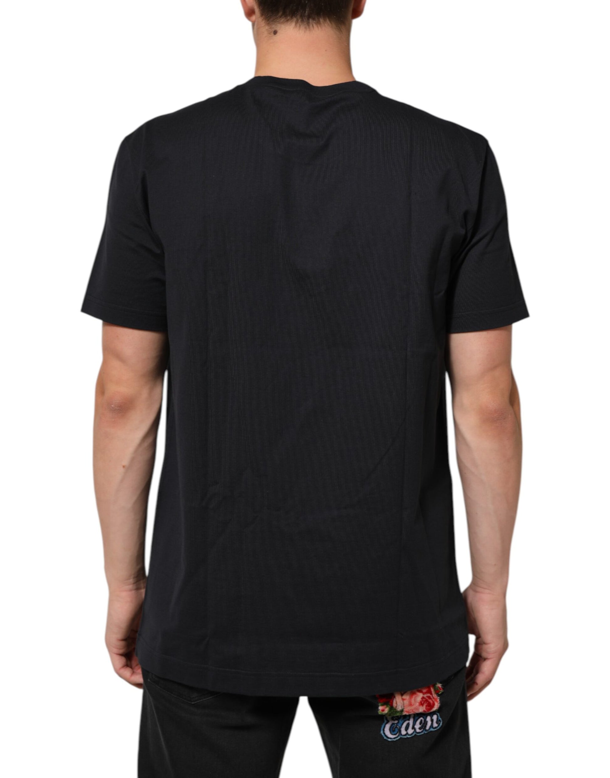 Black Logo Compass Cotton Crew Neck T-shirt
