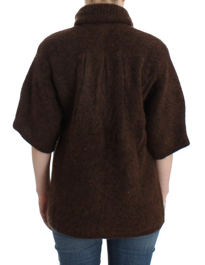 Elegant Short Sleeved Brown Cardigan