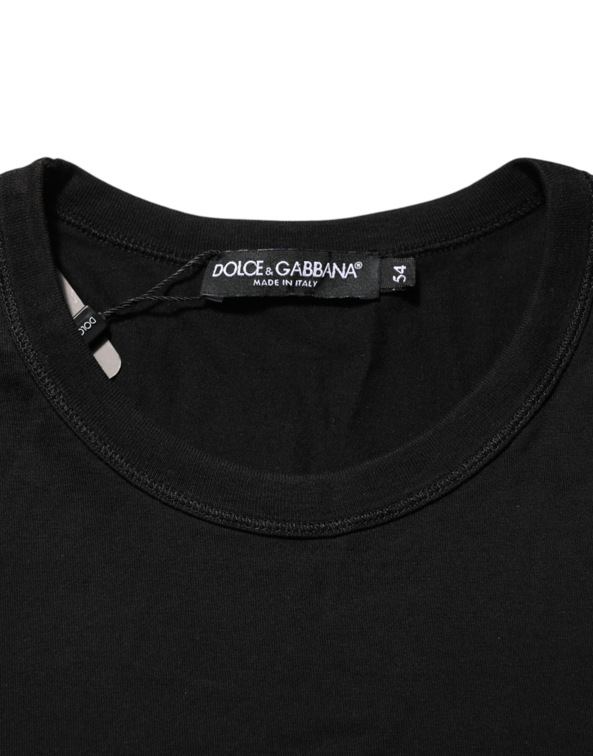 Black Logo Plaque Cotton Crew Neck T-shirt