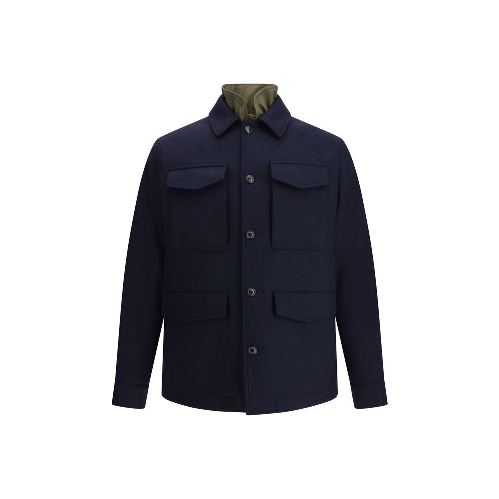 Blue Fleece Wool Coat