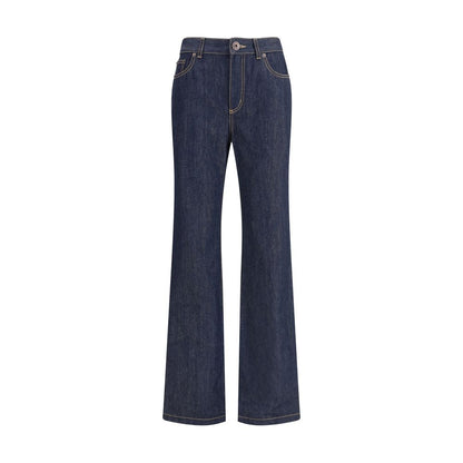 Blue Cotton Straight-Leg Jeans
