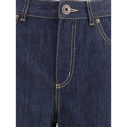 Blue Cotton Straight-Leg Jeans
