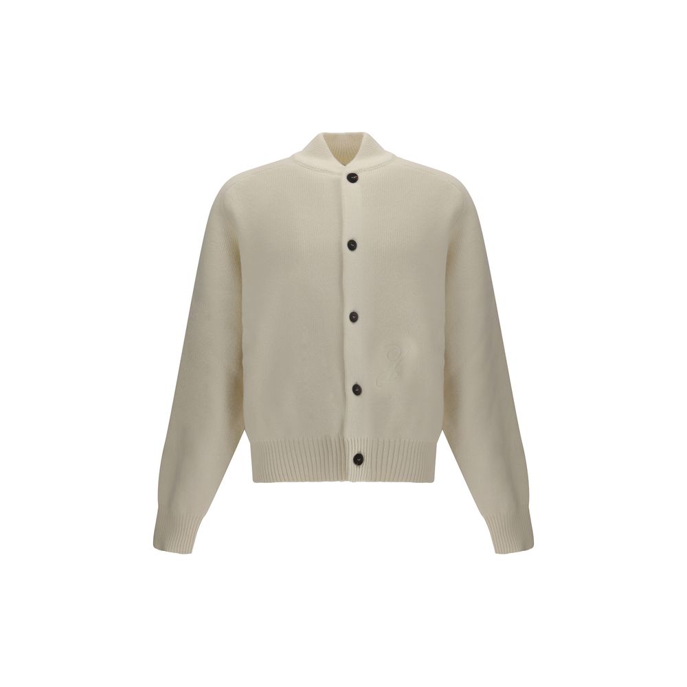 White Fleece Wool Cardigan