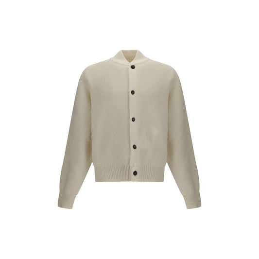 White Fleece Wool Cardigan
