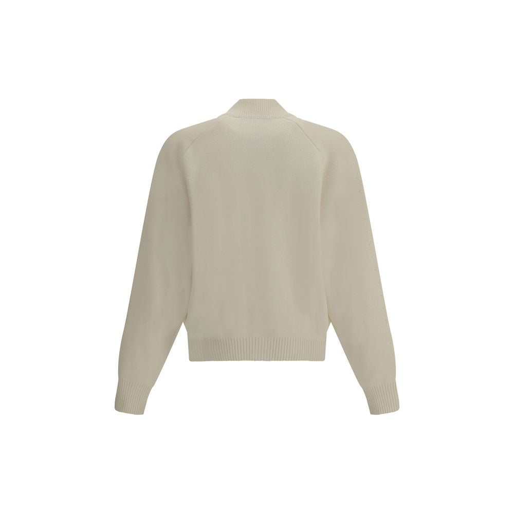 White Fleece Wool Cardigan