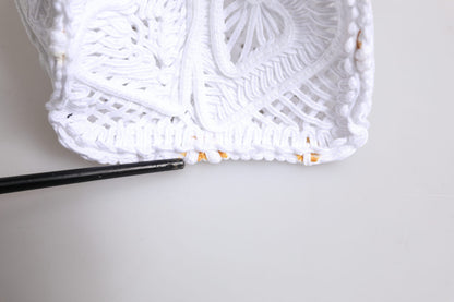 White Cordonetto Lace Beatrice Tote Shopping Bag
