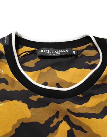 Multicolor Leopard Palm Leaf Men Crew Neck T-shirt