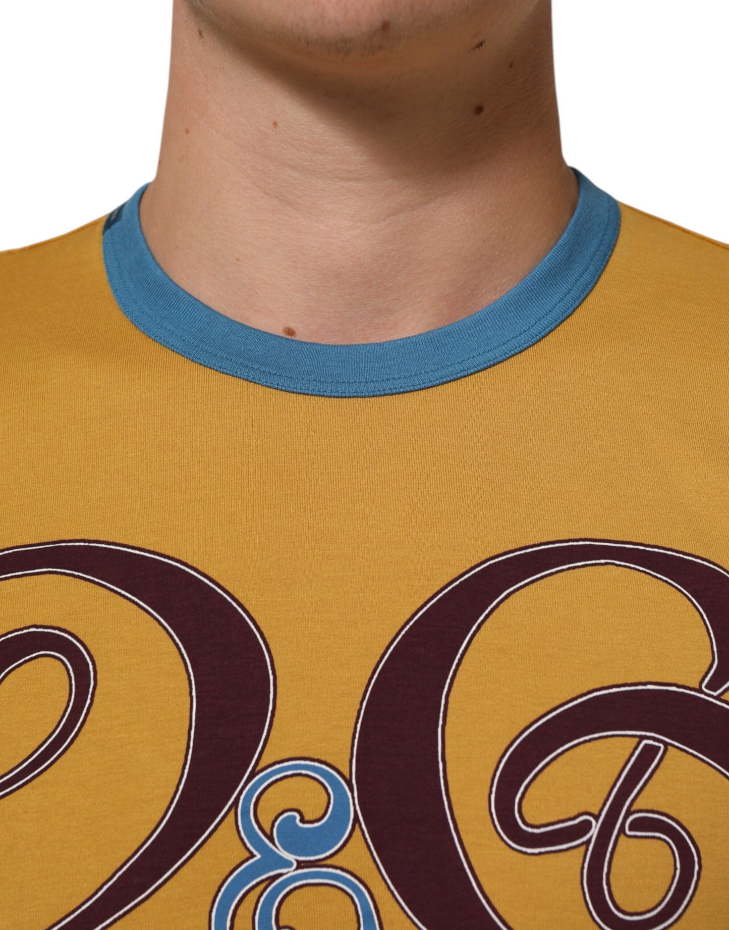 Yellow Logo Crew Neck Short Sleeves T-shirt
