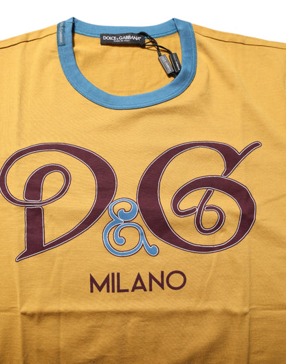 Yellow Logo Crew Neck Short Sleeves T-shirt