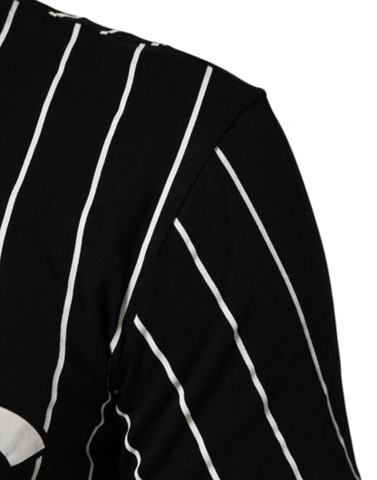 Black Cotton Polka Dots Round Neck T-shirt