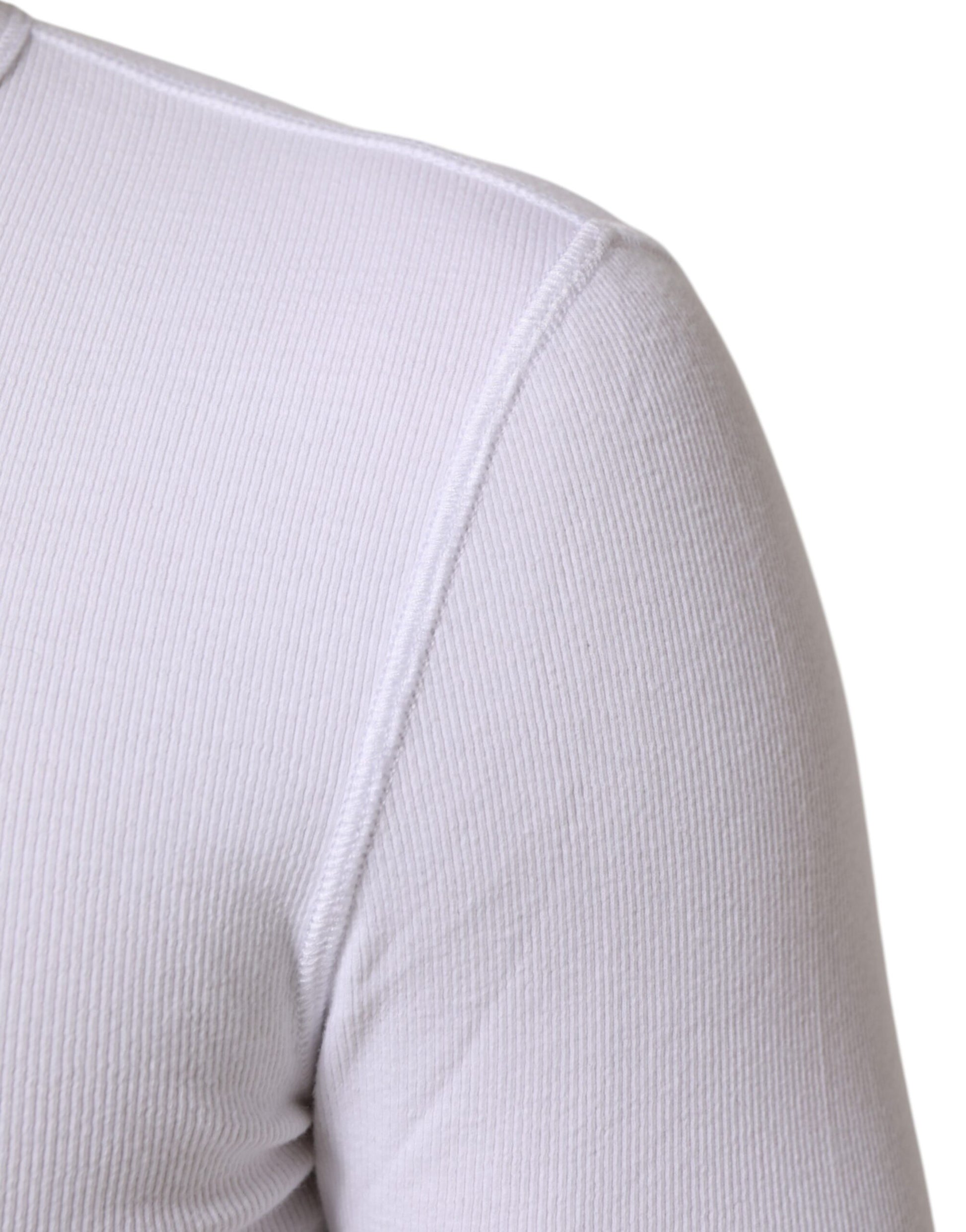 White Long Sleeves Button Closure T-shirt
