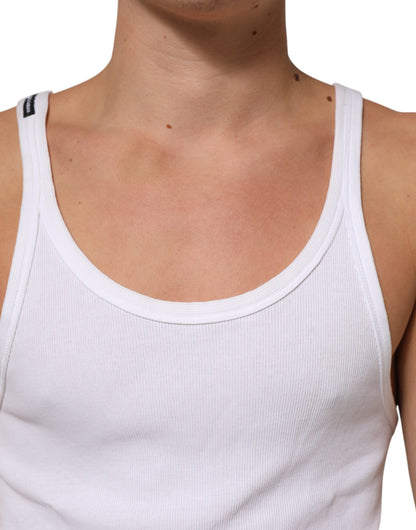 White Sleeveless Round Neck Tank Top T-shirt