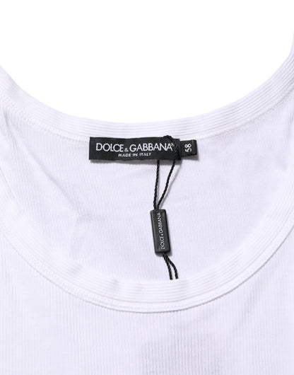 White Sleeveless Round Neck Tank T-shirt