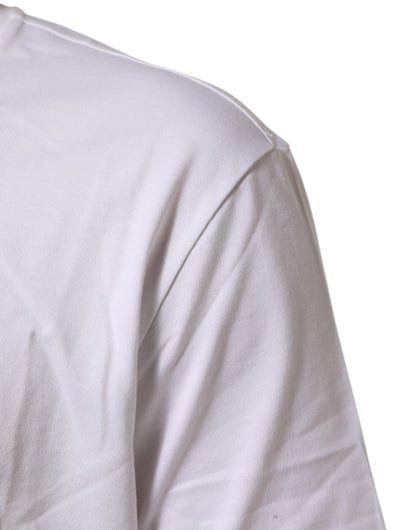 White Cotton Crew Neck Short Sleeves T-shirt
