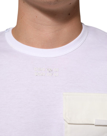 White Cotton Pocket Short Sleeves Men T-shirt