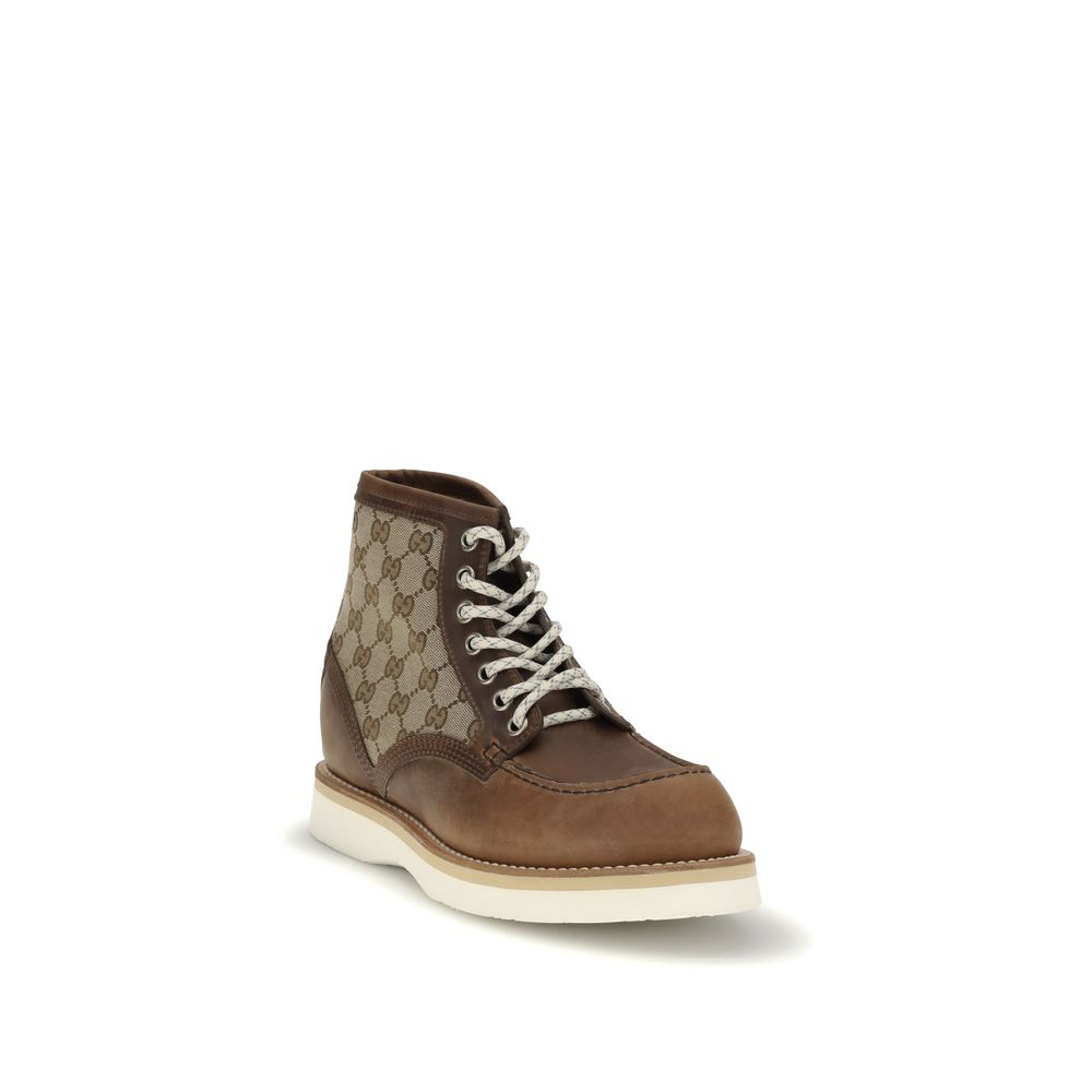 Brown Leather Lace-Up Boots