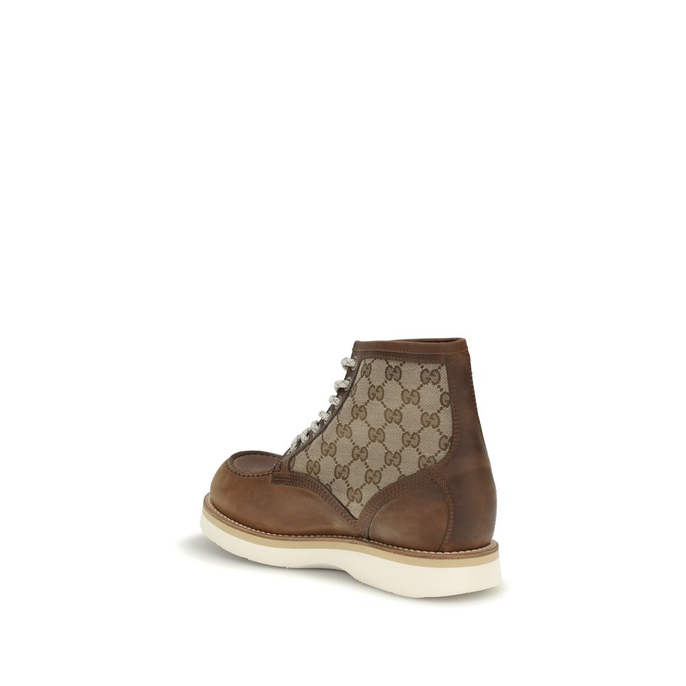 Brown Leather Lace-Up Boots