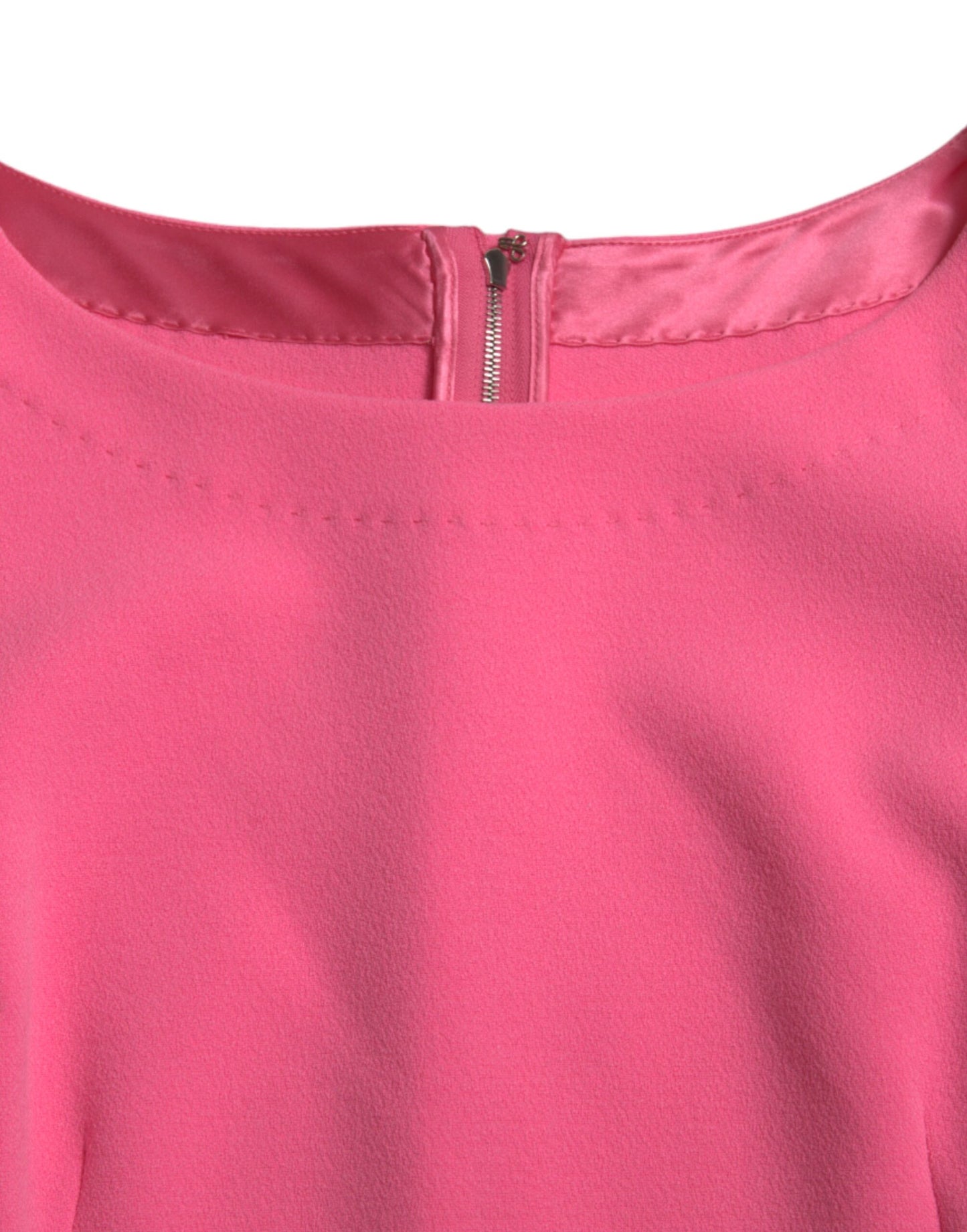 Pink Polyester Long Sleeves Sheath Midi Dress