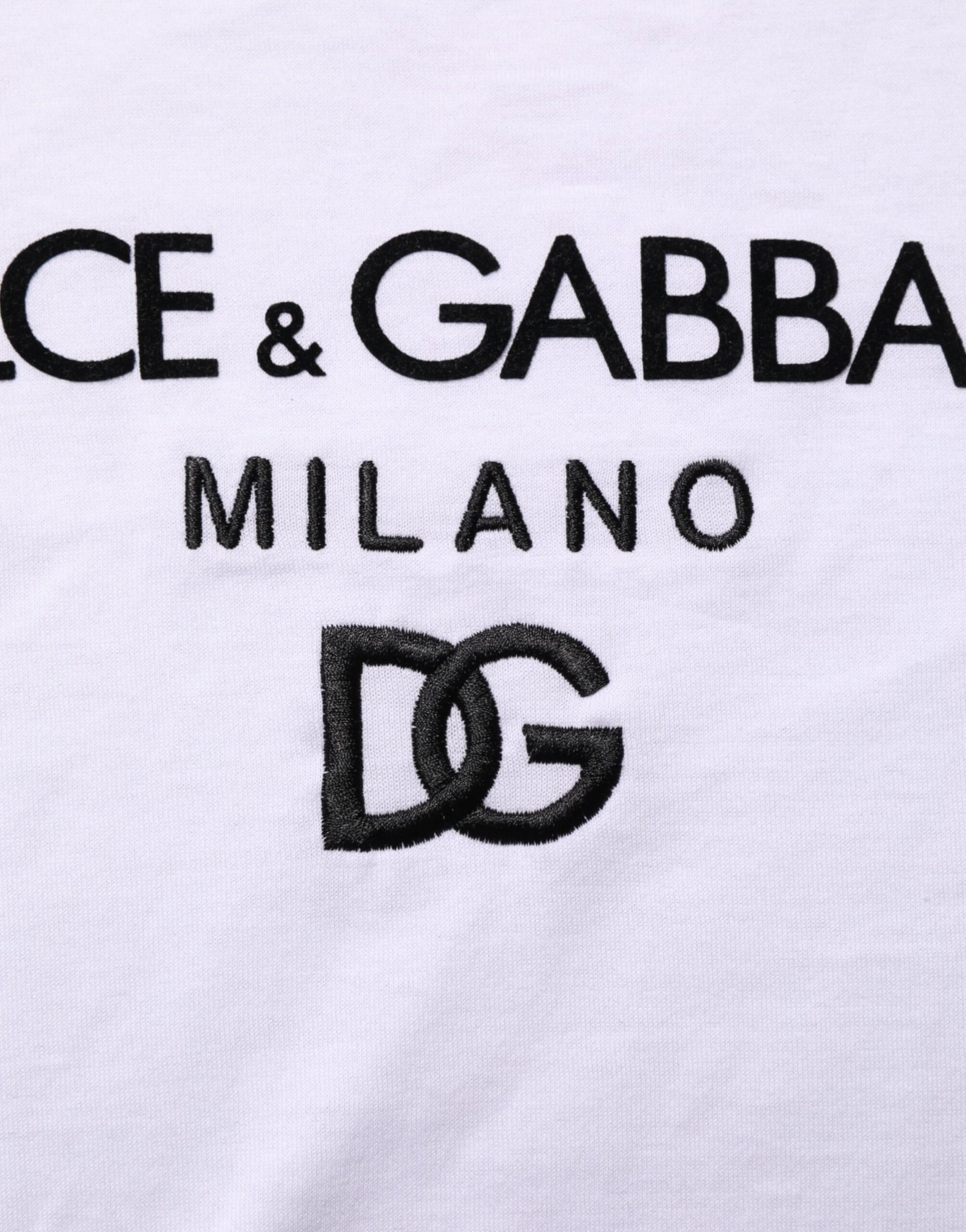 White Logo Print Cotton Men Crew Neck T-shirt