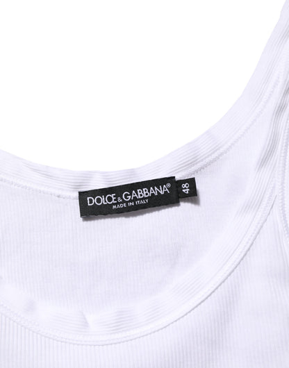 White Sleeveless Round Neck Tank Top T-shirt