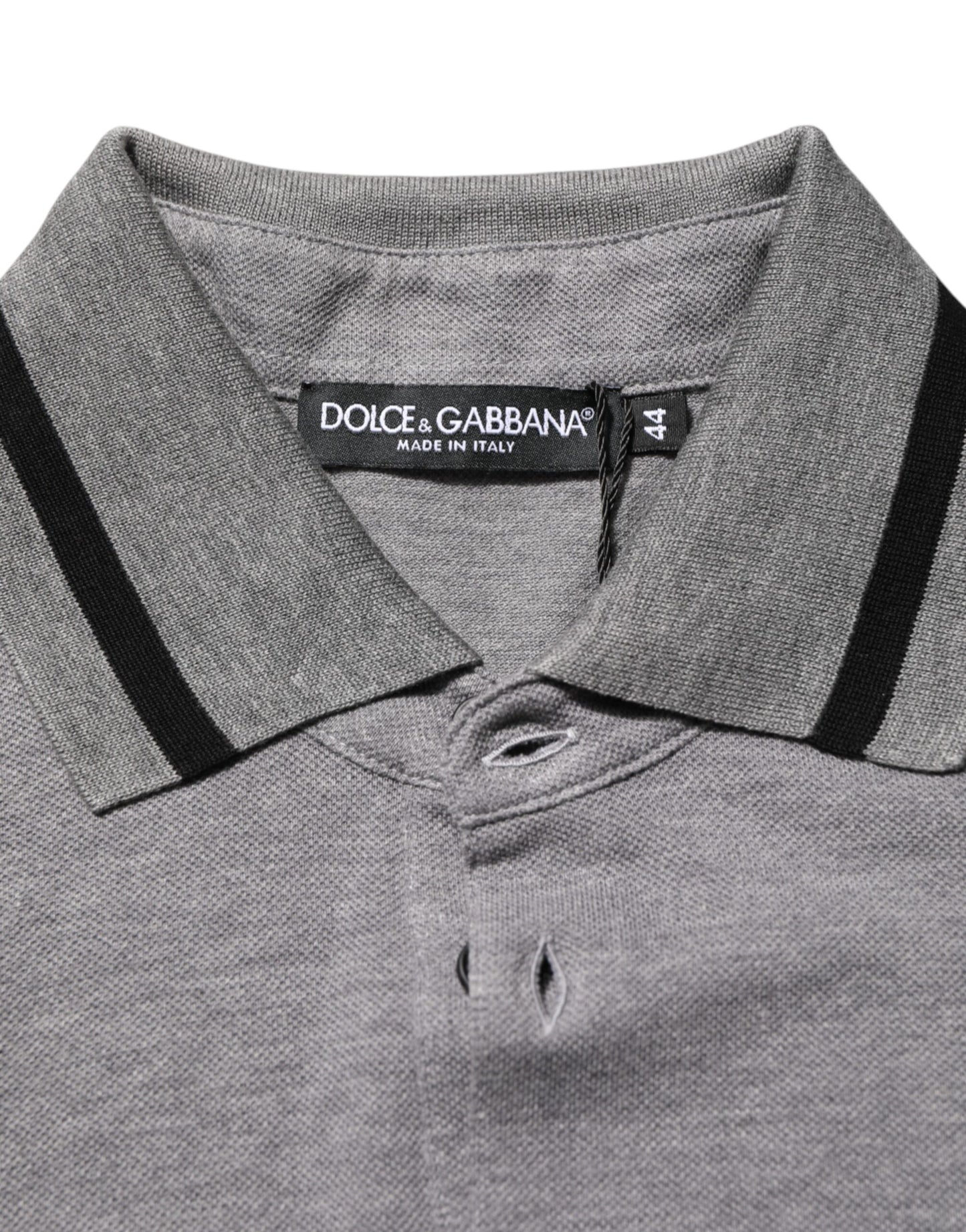 Gray Logo Embroidery Collared Polo T-shirt
