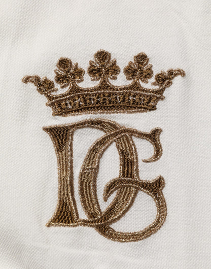 White Logo Embroidery Cotton Polo T-shirt