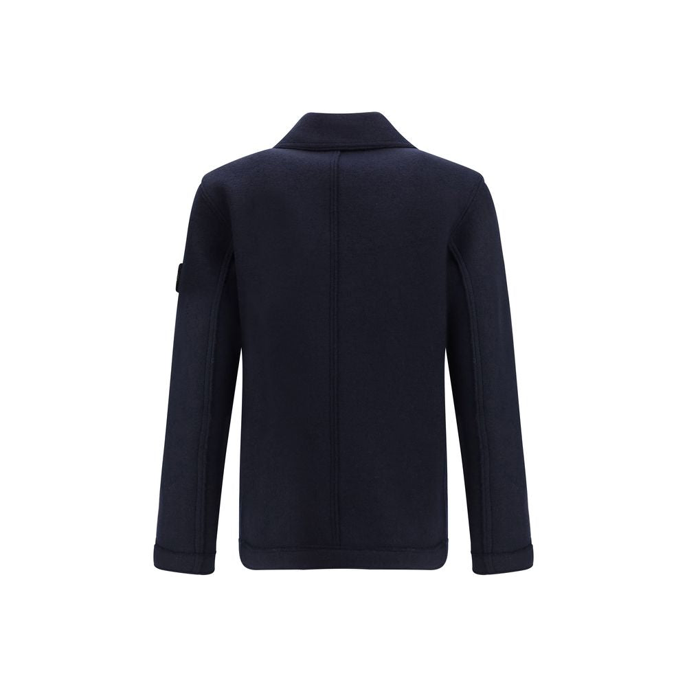 Blue Fleece Wool Coat