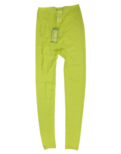 Neon Green Nylon Logo Lace Leggings Pants Underwear