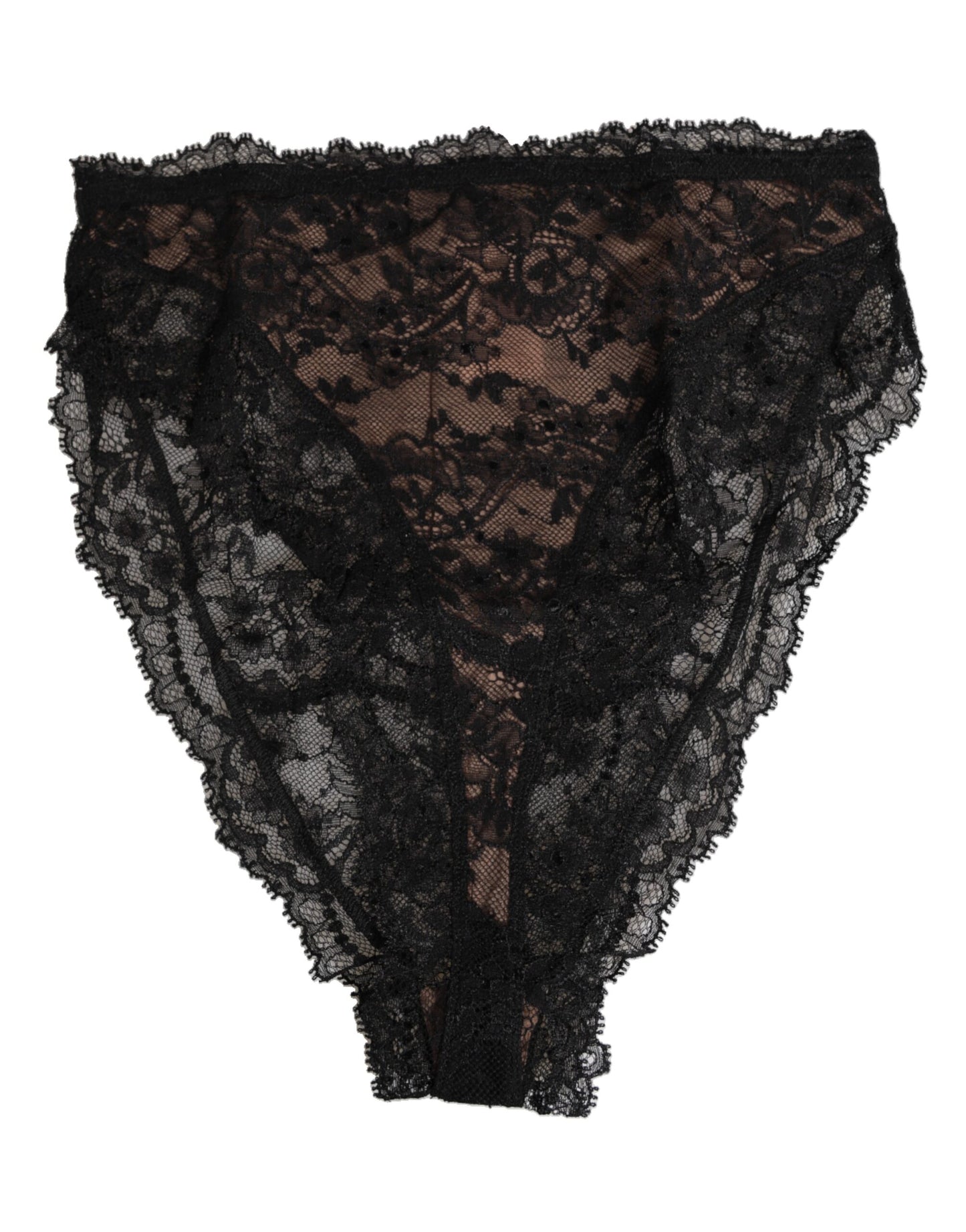 Black Floral Lace Mesh High Brief Panty  Underwear