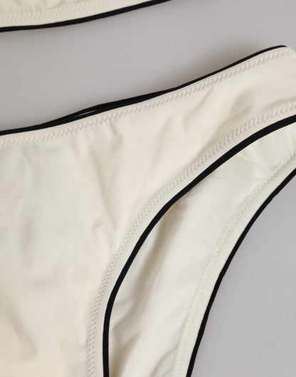 Beige Logo Swimsuit 2 Piece Top Bottom Swimwear