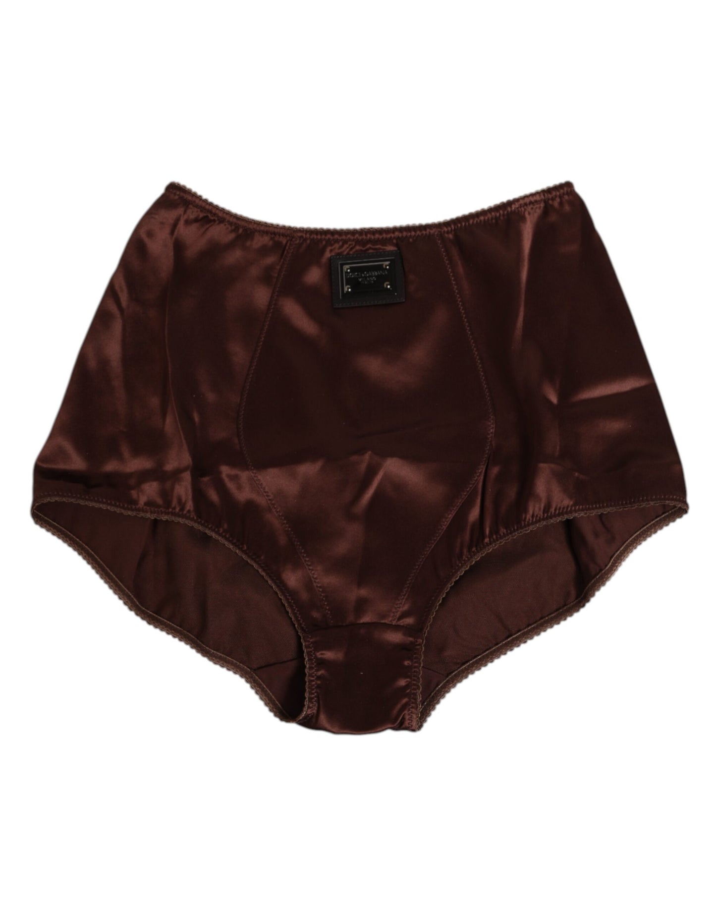Brown Silk Stretch High Waist Girdle Underwear