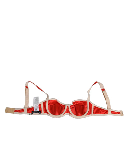 Red Silk Satin Underwire Bra Semi-Pad Underwear
