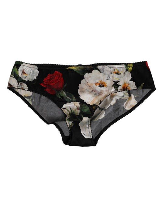 Black Floral Print Mid Waist Panty Underwear
