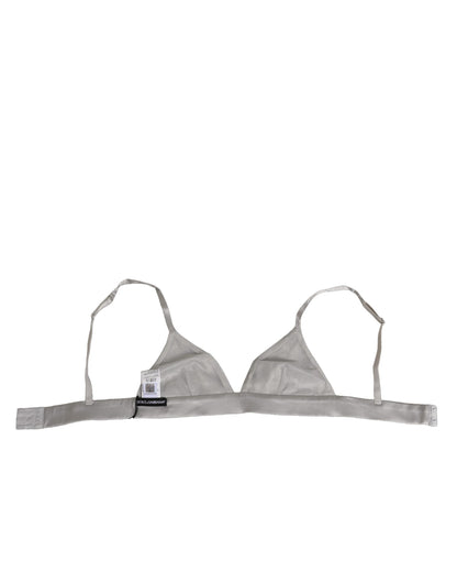 Gray Silk Satin Triangle Soft Cup Bra Underwear