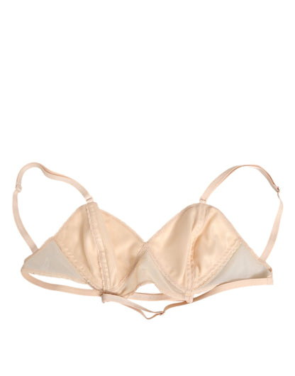 Beige Nylon Triangle Soft Cup Brassiere Underwear