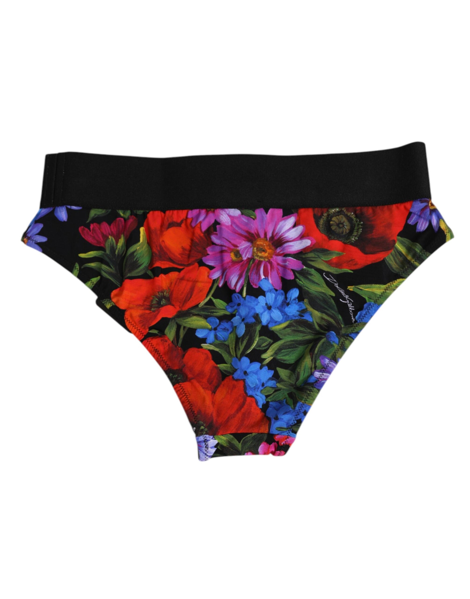 Black Floral Print High Waist Panty Underwear