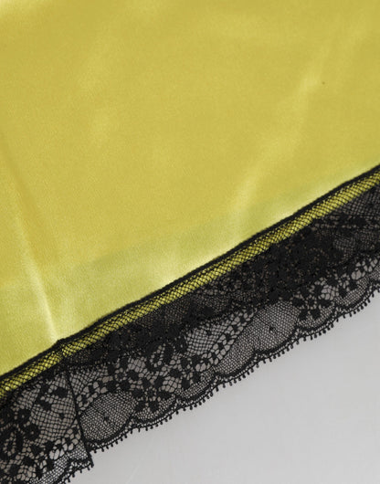 Yellow Satin Silk Mid Waist Underwear Shorts