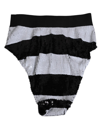 Black White Sequin High Waist Panty Underwear