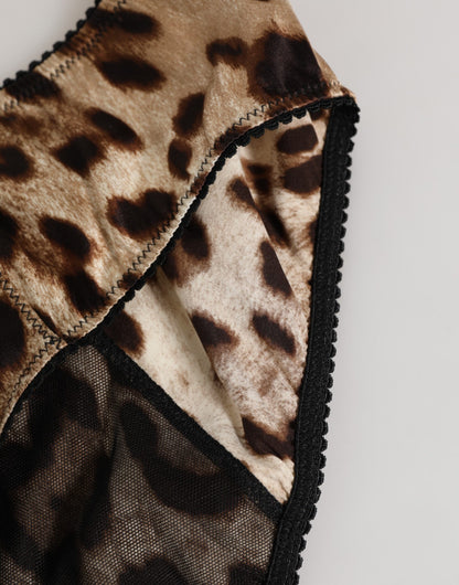 Brown Leopard Silk Mid Waist Panty Underwear