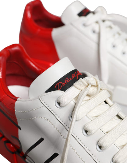 White Red Portofino Low Top Men Sneakers Shoes