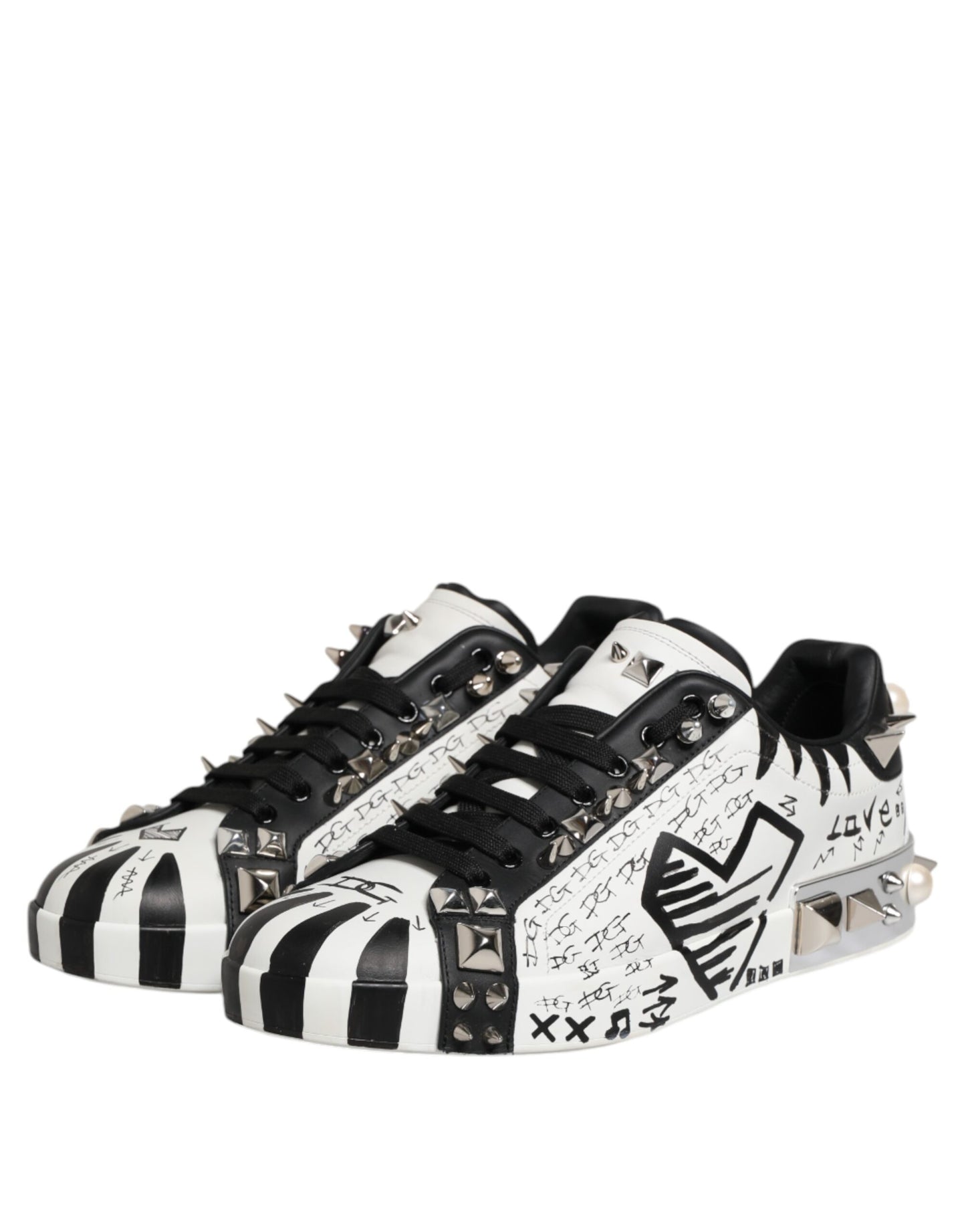 White Portofino Studded Men Sneakers Shoes