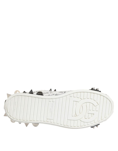 White Portofino Studded Men Sneakers Shoes