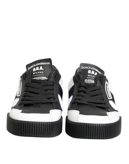 Black White Leather MIAMI Low Top Sneakers Shoes
