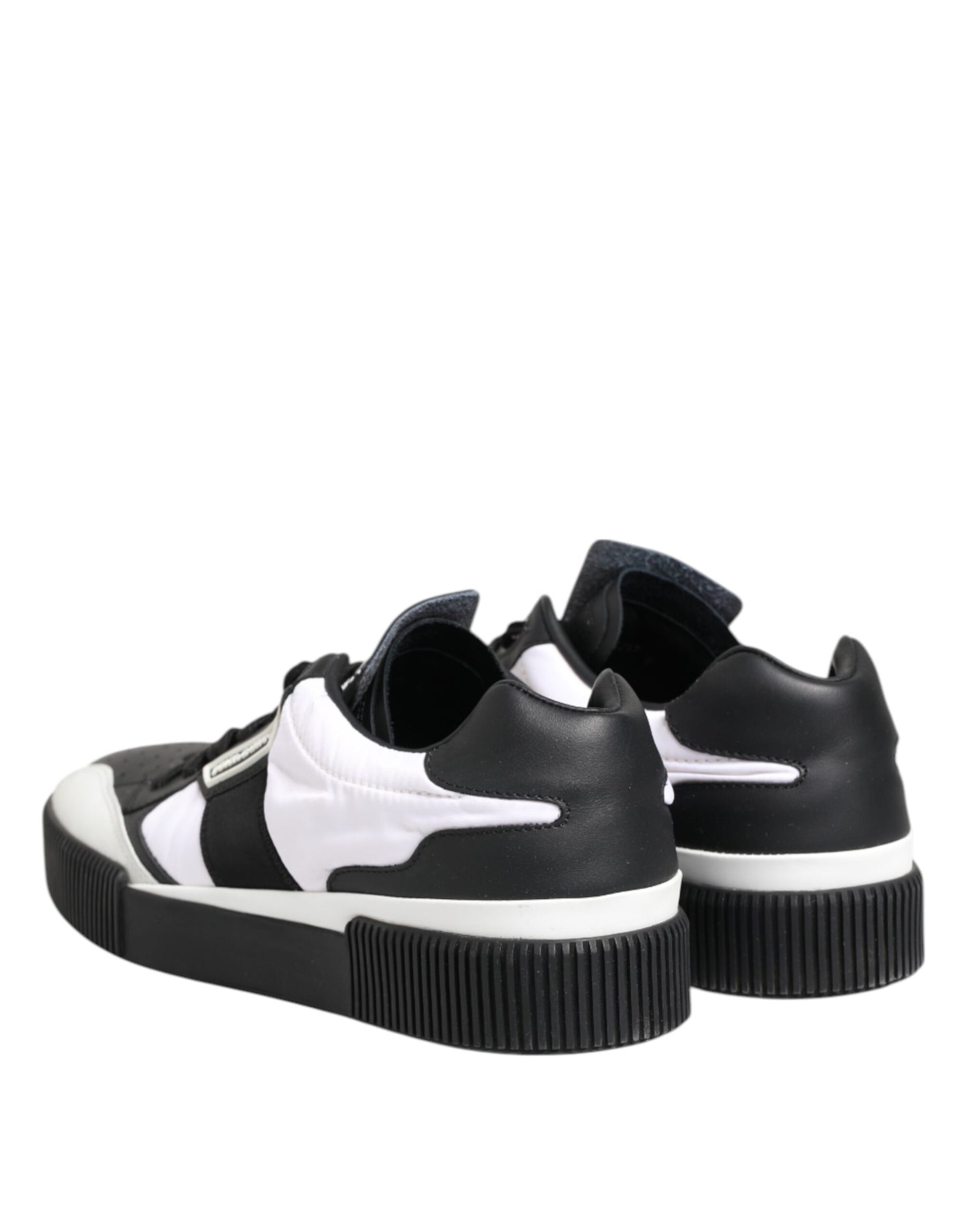 Black White Leather MIAMI Low Top Sneakers Shoes